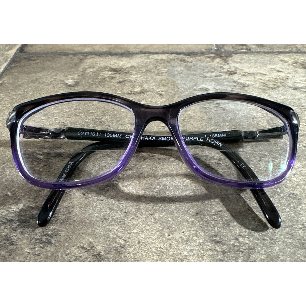 Ellen Tracy DHAKA Smoke Purple Horn Flex Eyeglasses FRAMES ONLY 52-16-135-37mm